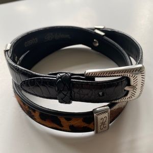 Brighton Animal Fur Silver Leather Belt